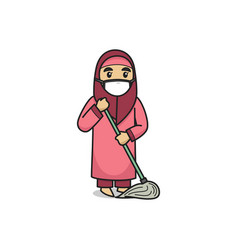 Girl Characters Mopping When Wearing Face Masks