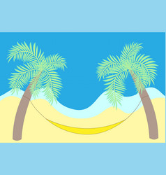 Sandy Beach With A Sea Wave Two Palm Trees