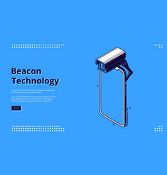 Beacon Technology Isometric Banner With Smartphone