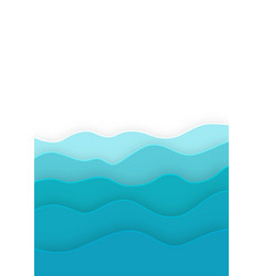 Blue Sea Background Paper Cut Style With White