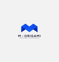 Letter M Origami Logo Design Icon