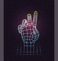 Retro 80s Futuristic Deep Space Design Human Hand