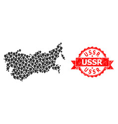 Textured Ussr Stamp Seal And Pointer Mosaic Map