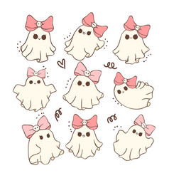 Cute Kawaii Pink Halloween Ghost Cartoon Doodle