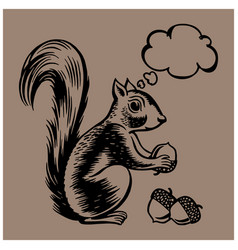 Squirrel With Acorns Thinking