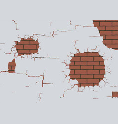 Broken Brick Wall With Hole Of Brown