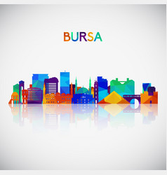 Bursa Skyline Silhouette In Colorful Geometric