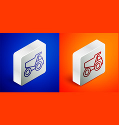 Isometric Line Mining Dump Truck Icon Isolated