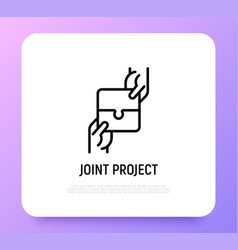 Joint Project Thin Line Icon Teamwork Business