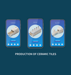 Production Of Ceramic Tiles Isometric Design