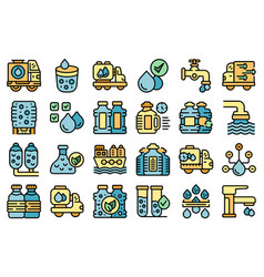 Water Carrier Icons Set Flat