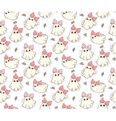 Cute Kawaii Pink Halloween Ghost Pattern Seamless