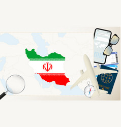 Iran Map And Flag Cargo Plane On The Detailed Map