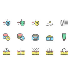 Skin Care Line Icons Set Protection