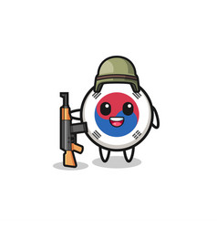 Cute South Korea Flag Mascot As A Soldier