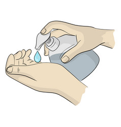 Hands Woman Using Hand Sanitizer Gel Pump