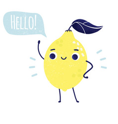 Cartoon Lemon Saying Hello Funny Fruit Character