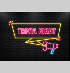 Neon Icon Trivia Night Megaphone Banner In 3d