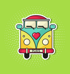 Retro Van For Summer Vacation Pop Art Style