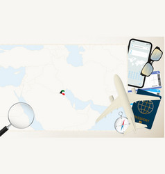 Kuwait Map And Flag Cargo Plane On The Detailed