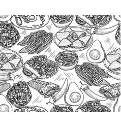 Mexican Food Seamless Pattern Hand Drawn Sketch