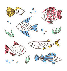 Set Of Different Funny Fishes