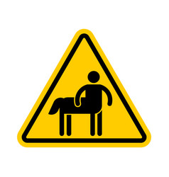 Attention Centaur Warning Yellow Road Sign Half