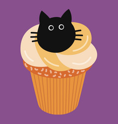 Halloween Cupcake With Black Cat