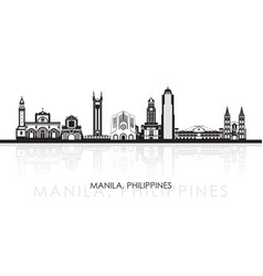 Silhouette Skyline Panorama Of City Manila