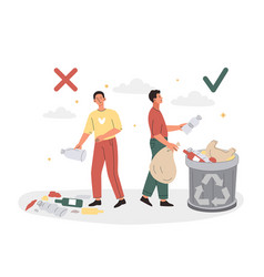 Correct And Wrong Behavior Of Littering Waste