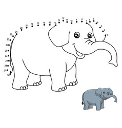 Dot To Dot Elephant Isolated Coloring Page