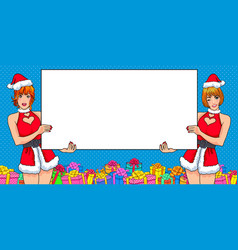 Twin Pretty Santa Woman Showing With Empty Space