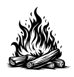 Camp Fire Icon Bonfire Burning On Firewood Symbol