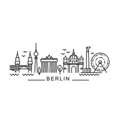 Berlin city skyline black and white silhouette Vector Image