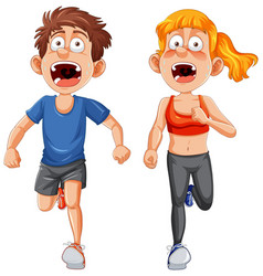 Exhausted Runner Couple Cartoon Character