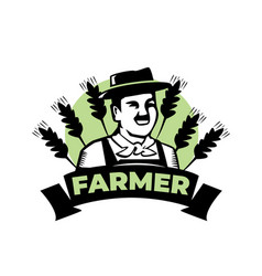 Farmer Agriculture Logo Happy Farmer Grower In