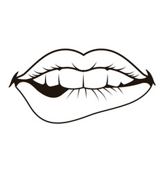 Mouth Biting Her Lip Monochrome Pop Art