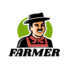 Farmer Agriculture Logo Happy Farmer Grower In