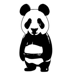 Panda Silhouette In Manga Style On White