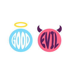 Set Emoji Of Angel And Devil Inflat Style Icons