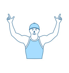 Football Fan With Hands Up Icon