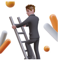 Man In Business Suit Climb Upstairs 3d