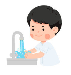 Student Washing Hands In Sink Cartoon