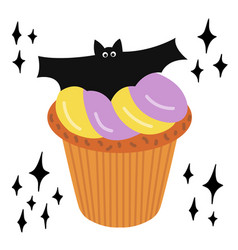 Cupcake With Black Bat Decor