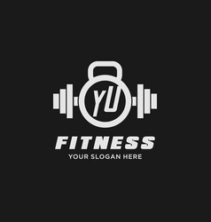 Initial Yu Fitness Logo With Creative Kettlebell