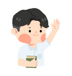 Kid Boy Student Raising Hand Cartoon