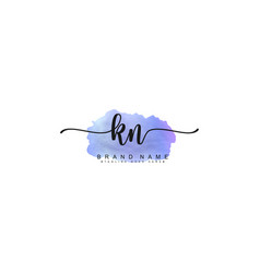 Watercolor Signature Logo For Initial Letter Kn