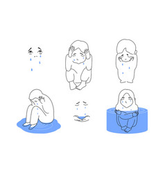 Crying Person Set Suffering People A Lot Of