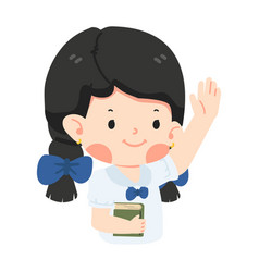 Kid Girl Student Raising Hand Cartoon