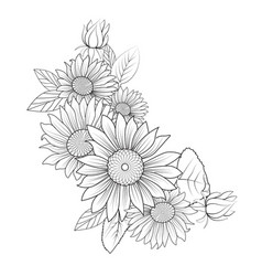 Line Drawing Outline Sunflower Tattoo Drawing